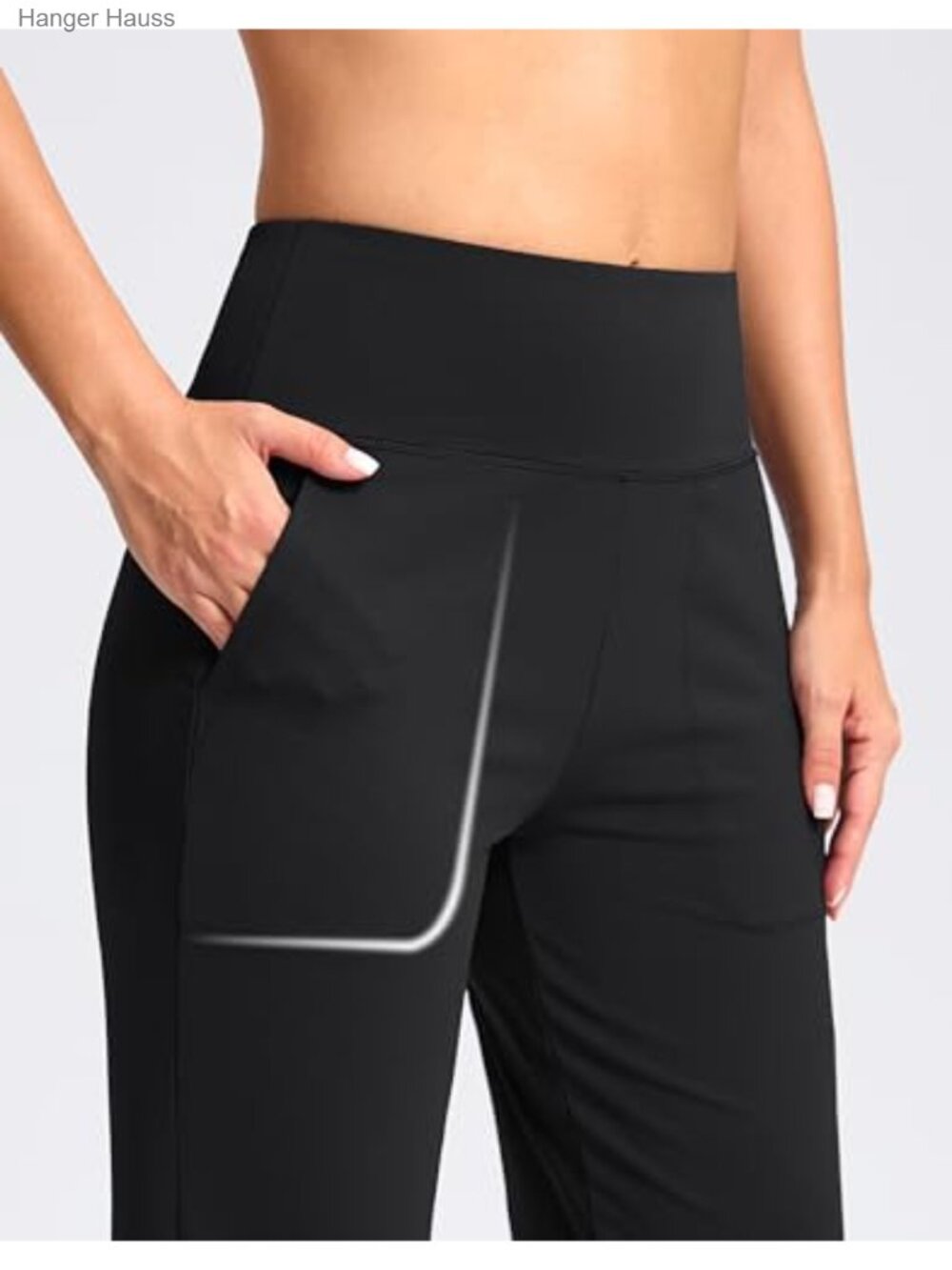 High Waist Wide Leg Capri Yoga Pants with Pockets Cropped Workout - Picture 4 of 6